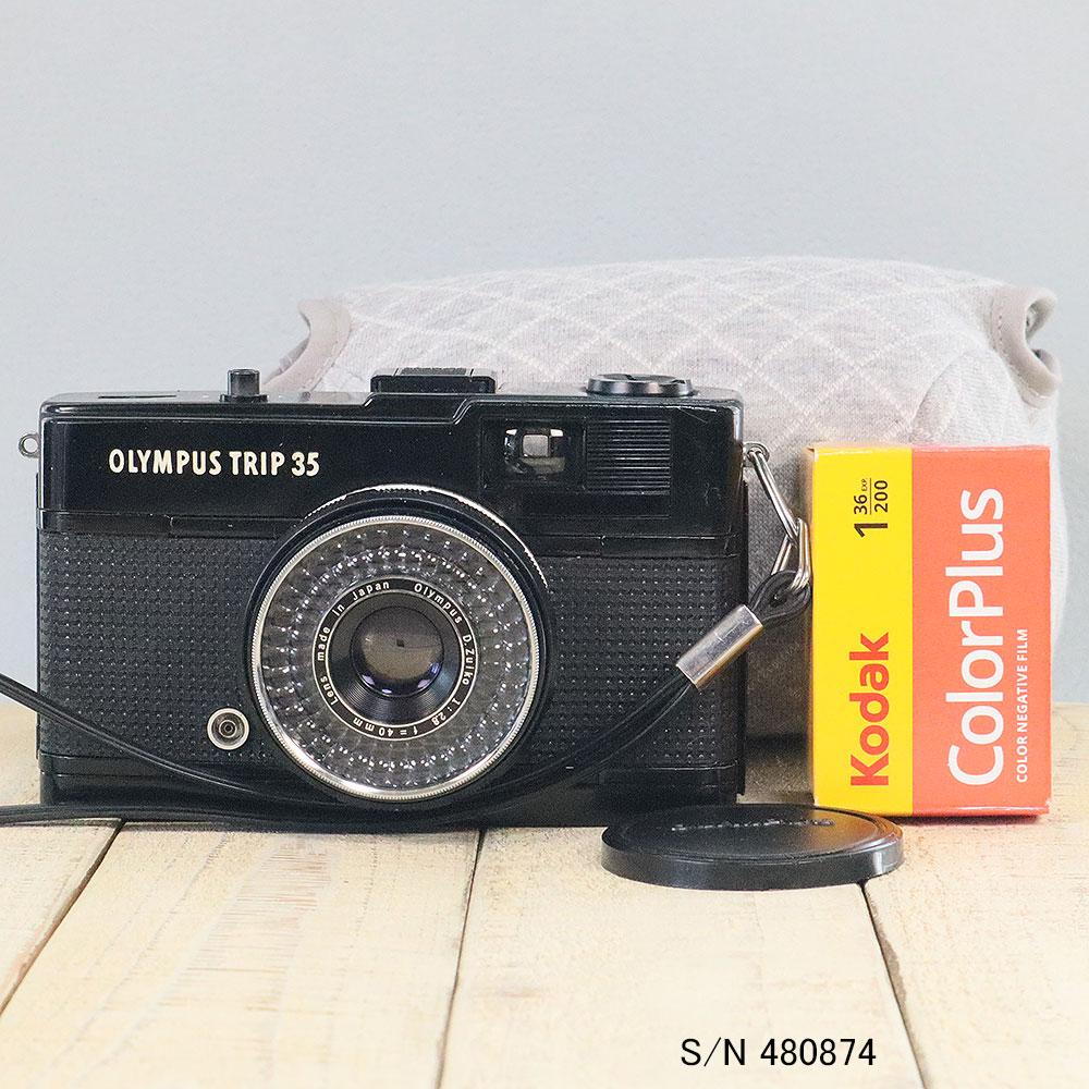 中古】【送料無料】【保証付 】OLYMPUS TRIP 35 ブラック S/N 490464 
